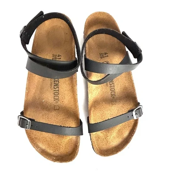 Birkenstock Black Sandals with Adjustable Straps and Cork Footbed - Picture 5 of 11